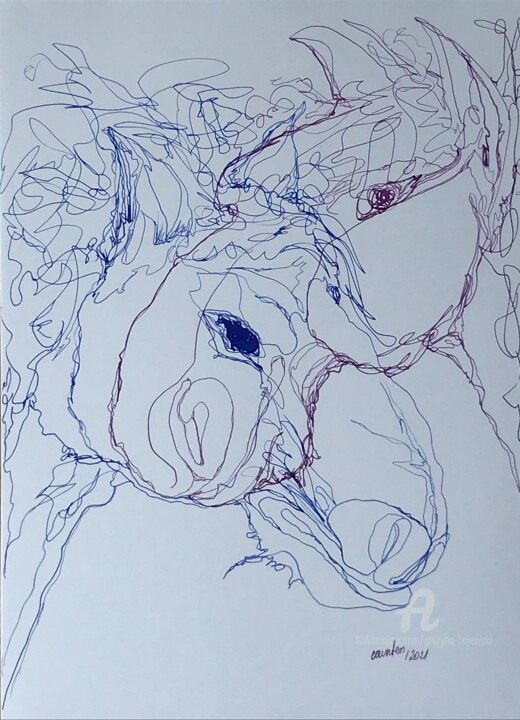 Twins 绘画, 11.7x8.3 in