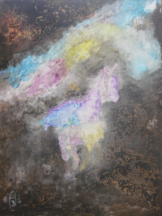 Peinture intitulée "La course de la lic…" par Audran, Œuvre d'art originale, Acrylique