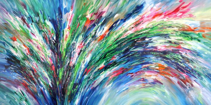 绘画 标题为“Blue And Green XXL 2” 由Peter Nottrott, 原创艺术品, 丙烯