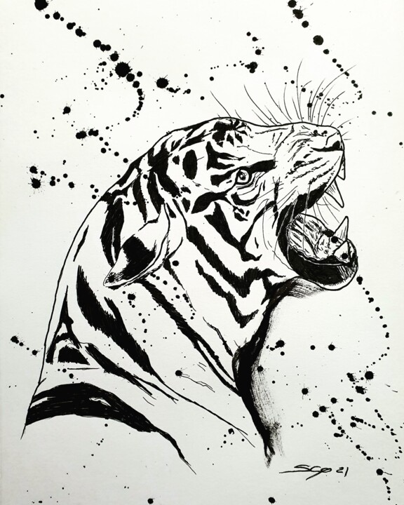 Tigre 绘画, 11.7x8.3 in