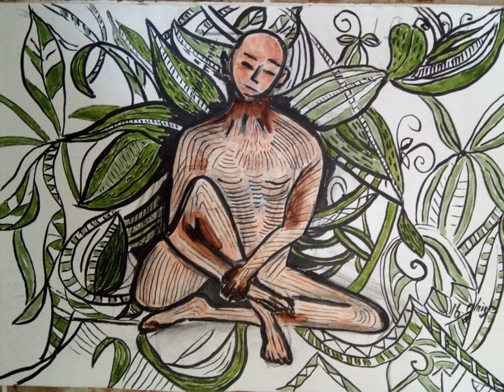 MEDITATION 绘画, 11.6x15.9 in