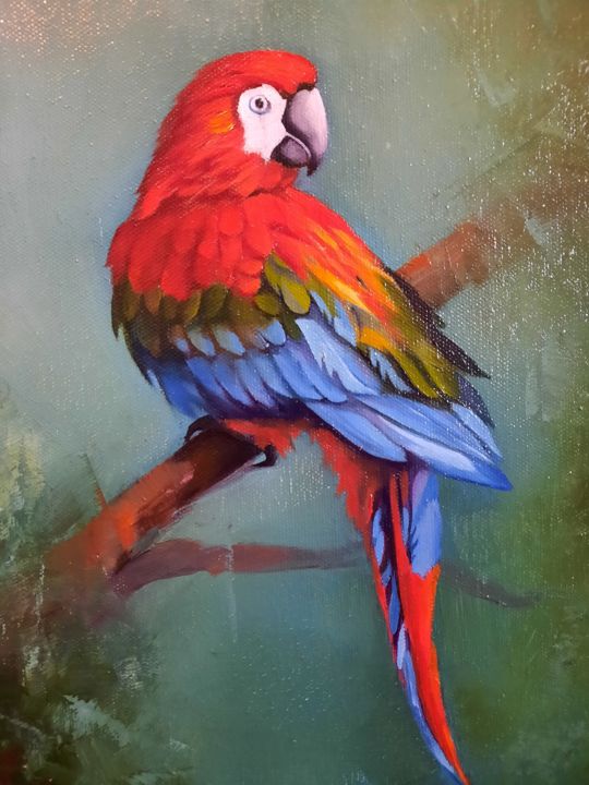 Parrot (24x35cm, oil painting, ready to hang) 绘画, 13.8x9.5 in
