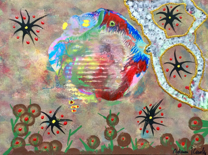 Sunfish vs. Jellyfish 绘画, 9x12 in