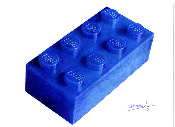 Drawing titled "Lego" by Ananou, Original Artwork, Ballpoint pen