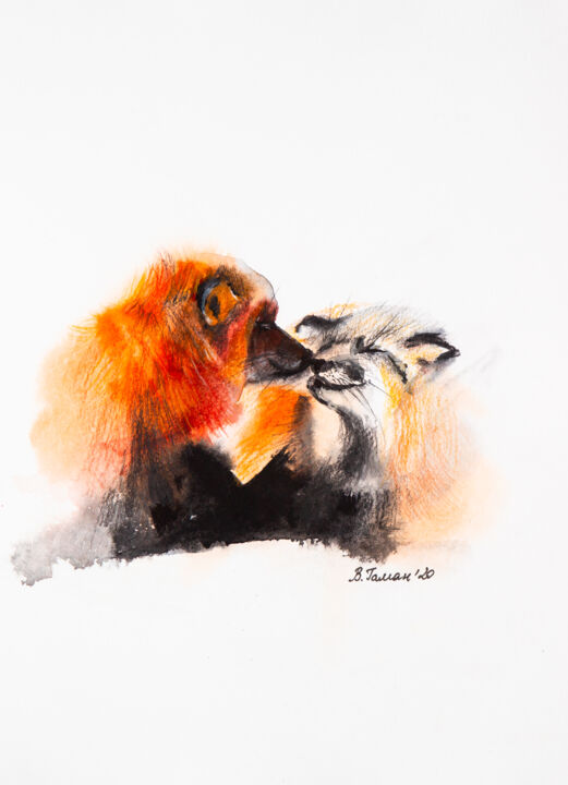 Fox tenderness 图画, 11.8x7.9 in