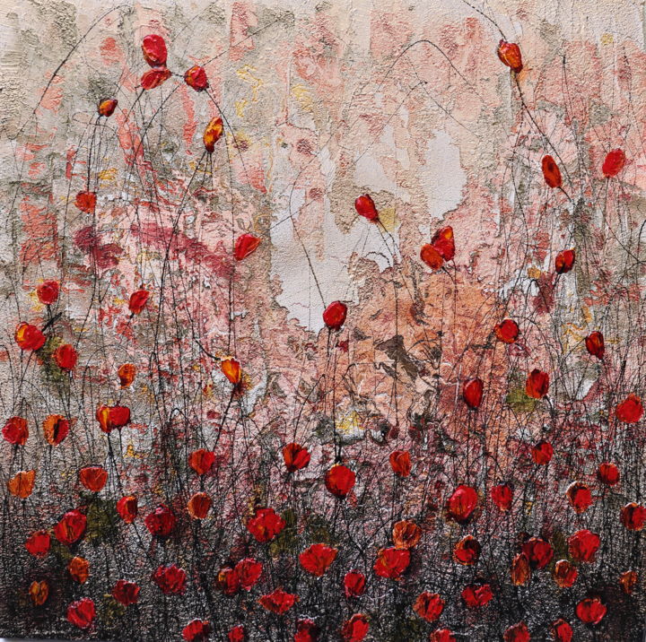 Painting titled "This is love...popp…" by Donatella Marraoni, Original Artwork, Oil