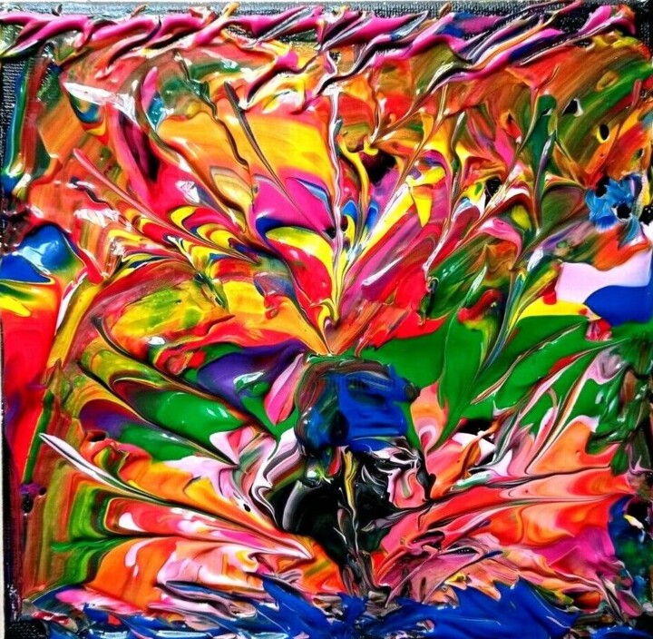 PEINTURE ABSTRAITE FLORAL 绘画, 7.9x7.9 in