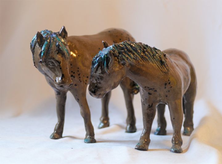 Les petits chevaux bleus 雕塑, 6.7x10.6 in