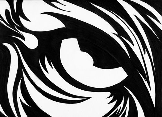 Drawing titled "B/W Tigers Eye" by Kalamate, Original Artwork