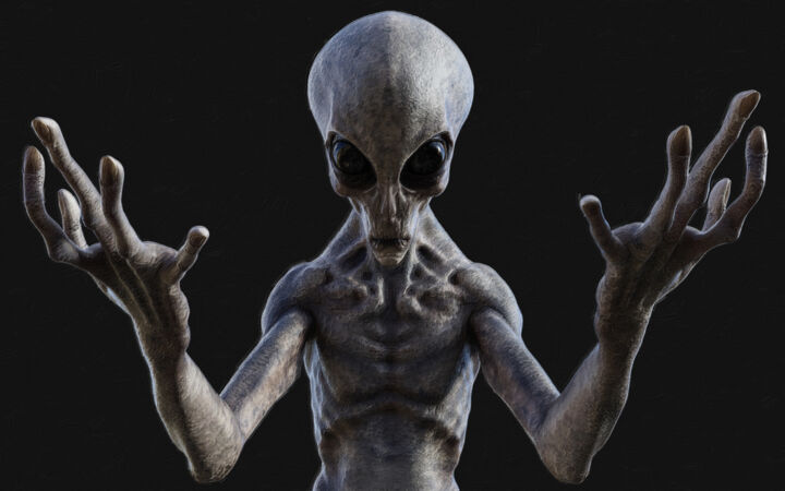 UFO Alien Space Conspiracy 绘画, 15x24 in