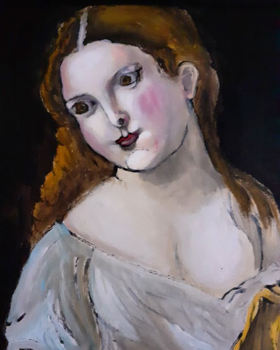 Dame Trésor de Neptune 绘画, 11.8x9.8 in