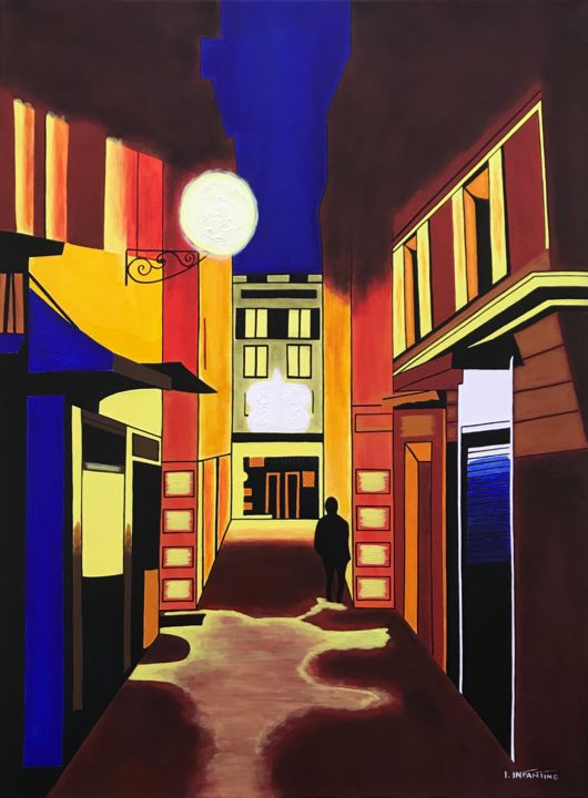 Silhouette dans la nuit 绘画, 28.7x21.3 in