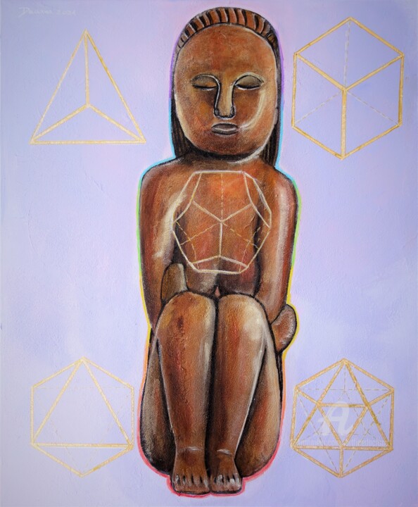 Malerei mit dem Titel "Hidden wisdom" von Daciana, Original-Kunstwerk, Acryl Auf Keilrahmen aus Holz montiert
