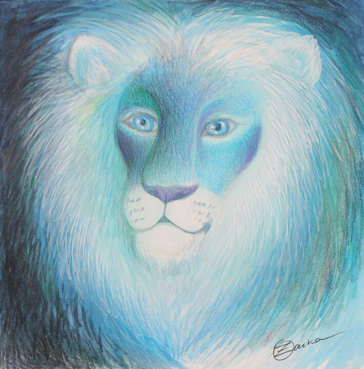 Lion ! 绘画, 7.9x7.9 in