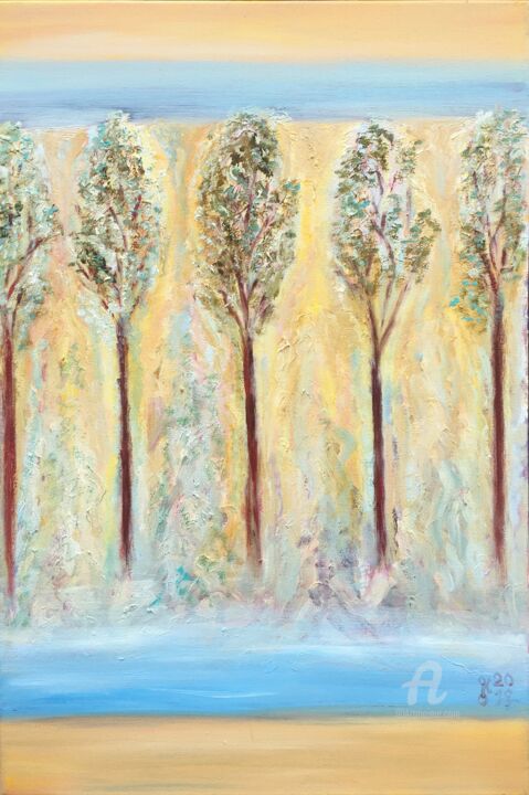 Pintura intitulada "Magical forest. Fal…" por Olha Kizub, Obras de arte originais, Óleo