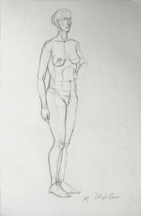 Dessin intitulée "Etude de Nu 10, 42x…" par Nathalia Chipilova, Œuvre d'art originale, Graphite