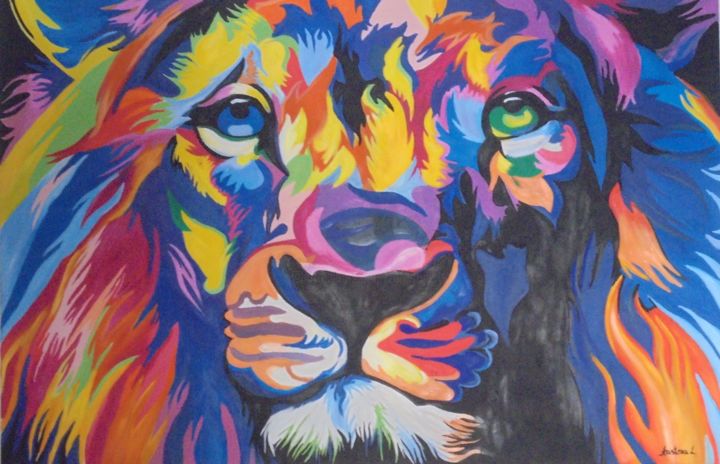 「Lion」というタイトルの絵画 Liubov Aristovaによって, オリジナルのアートワーク, オイル