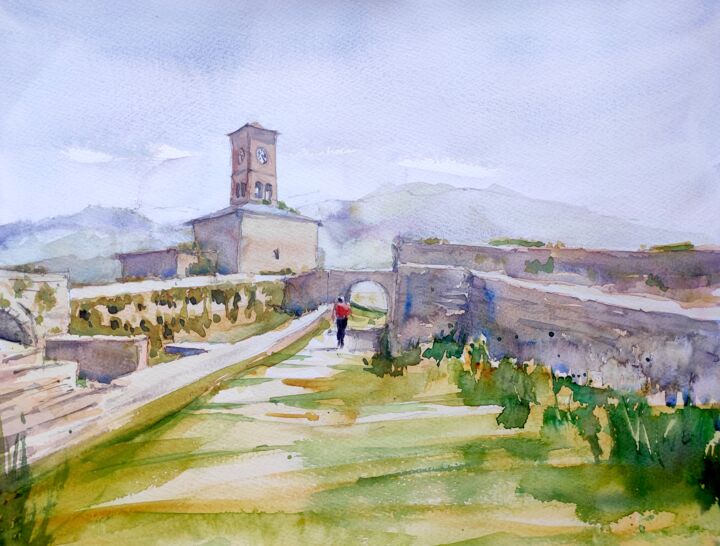 GJIROKASTRA FORTRESS 绘画, 12x16 in