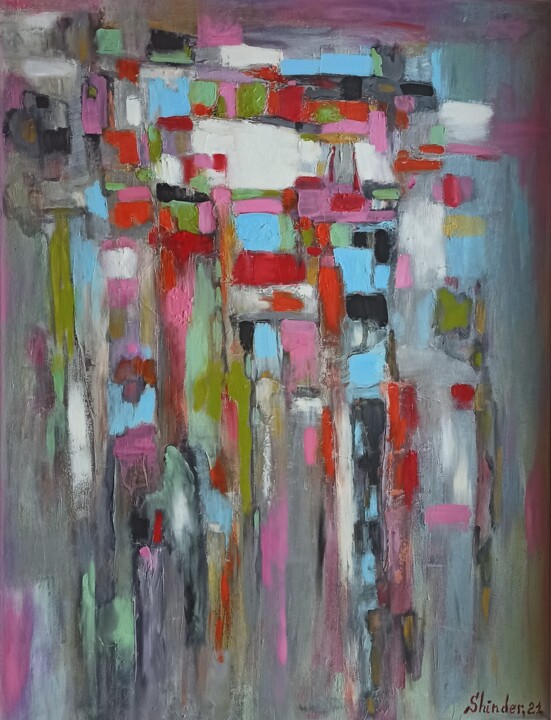 Painting titled "Large Abstract Orig…" by Svetlana Sindere, Original Artwork, Oil Mounted on Wood Stretcher frame