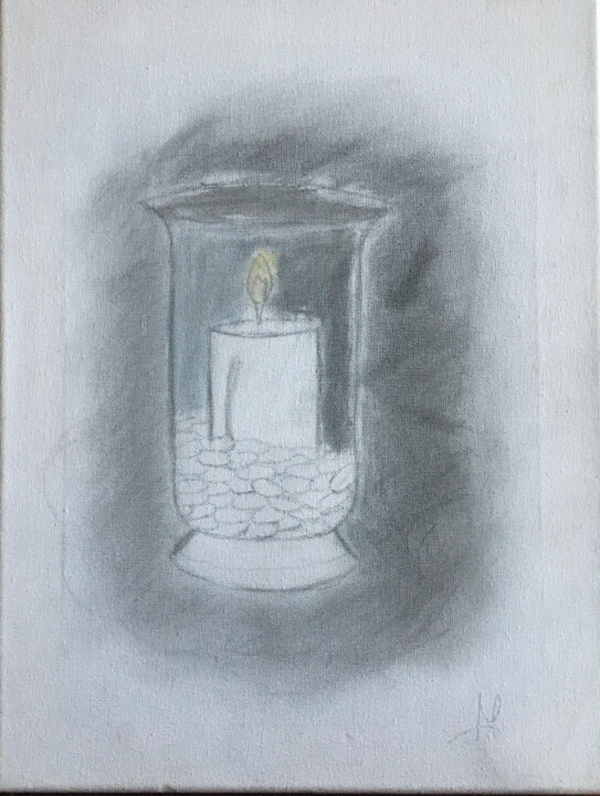 Drawing titled "LaLumière" by Jsl, Original Artwork, Pencil Mounted on Wood Stretcher frame