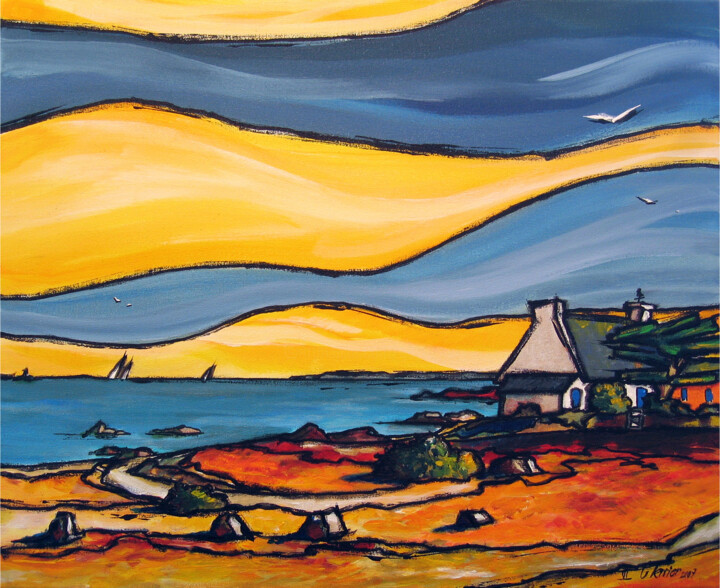 Peinture intitulée "De Goulvars à Congu…" par Guy Terrier, Œuvre d'art originale, Acrylique