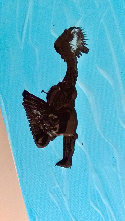 Lancer un filet de pêche 绘画, 9x5 in