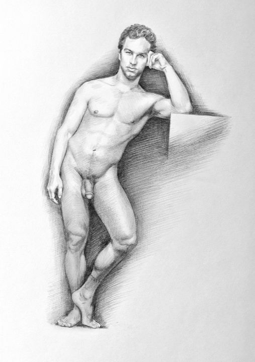 Drawing titled "Posing" by Diana Vard, Original Artwork, Pencil