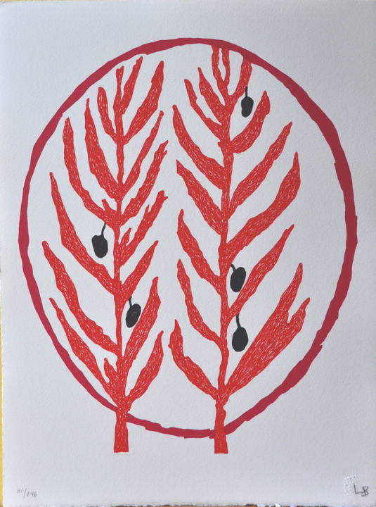 Lithographie "La branche d'olivier" nr81/146 Printmaking, 15.8x11.8 in