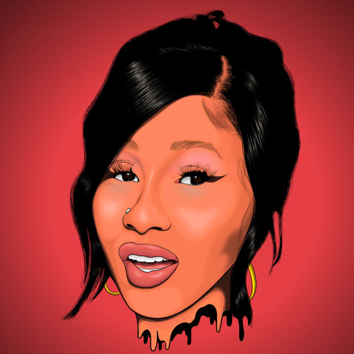 Digital Arts titled "Cardi B | Digital A…" by Simon Rieber, Original Artwork, Digital Painting