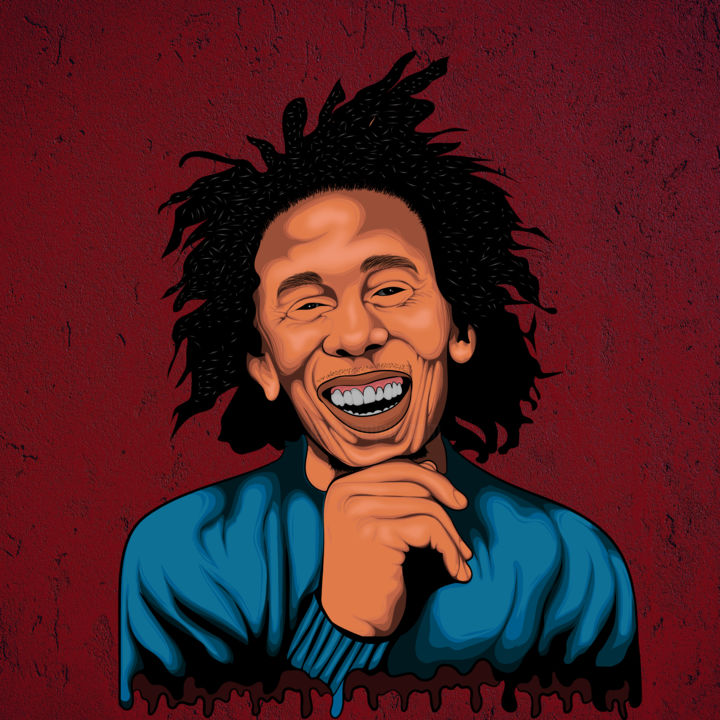 Digital Arts titled "Bob Marley | Digita…" by Simon Rieber, Original Artwork, Digital Painting
