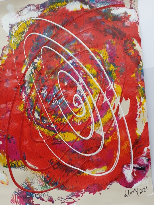 Spirala Red White 绘画, 24.5x18.4 in