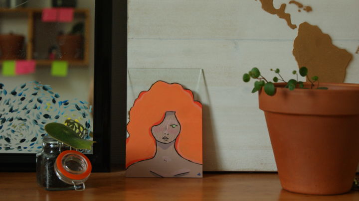 Ζωγραφική με τίτλο "Peinture sur verre" από Ely Poulet, Αυθεντικά έργα τέχνης, Ακρυλικό