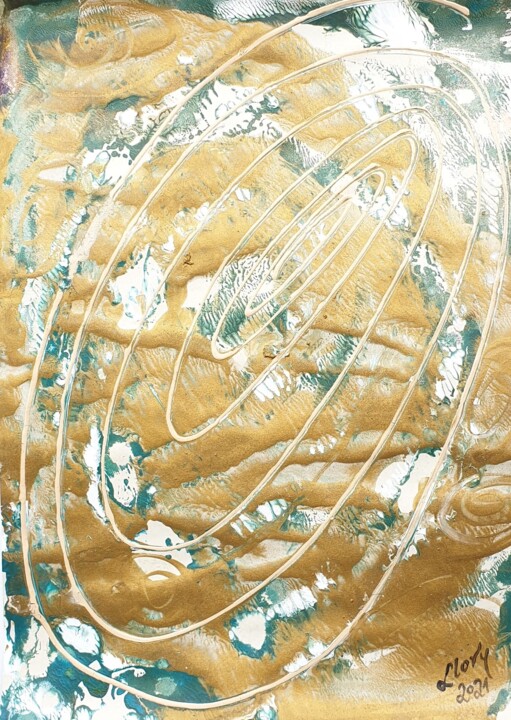 Spirala "Gold" 绘画, 24.3x17.3 in
