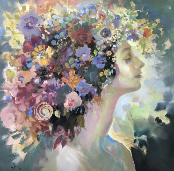 Lady Flora 绘画, 23.6x23.6 in