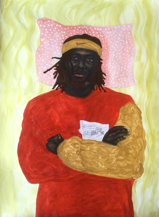 Painting titled "Sleepless night" by Eric Odartey Cruickshank, Original Artwork, Acrylic Mounted on Cardboard