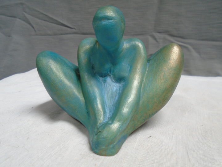 Petite femme papillon, terre cuite patinée 雕塑, 3.9x4.7 in