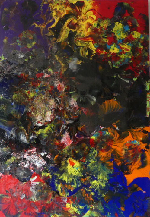 Painting titled "Pich ' magic abstra…" by Pich, Original Artwork, Acrylic Mounted on Wood Stretcher frame