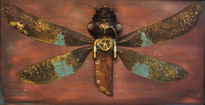 Collages titled "Dragonfly" by Artūras Tamašauskas, Original Artwork, Collages