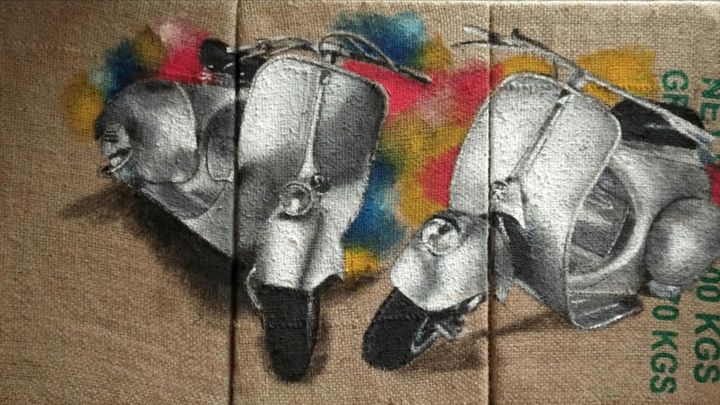 Trittico 绘画, 17.7x27.6 in