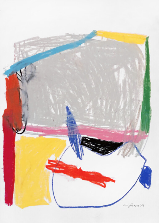 Dessin intitulée "UNTITLED WITH MOVEM…" par Luc Pierre, Œuvre d'art originale, Pastel