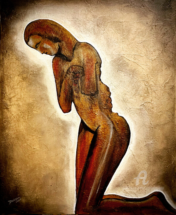 Painting titled "Incomplete" by Daciana, Original Artwork, Acrylic Mounted on Wood Stretcher frame