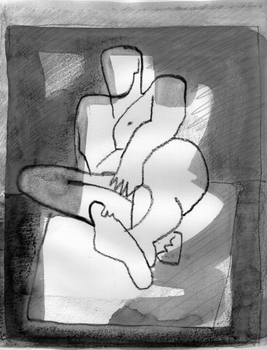 Homme gris 绘画, 15.8x11.8 in