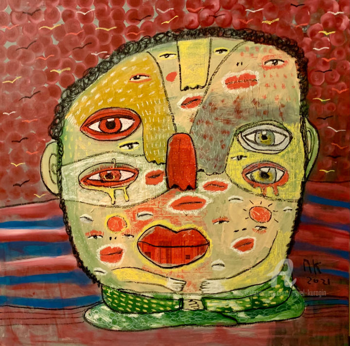 I drink the roiled air like a dark water. 绘画, 39.4x39.4 in