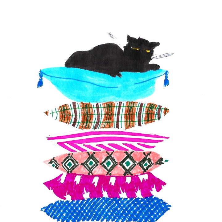 Chat Noir sur les Coussins 图画