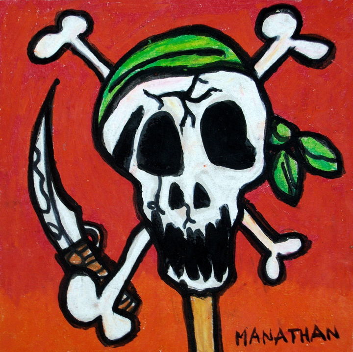 Vanité. Pirates 绘画, 7.9x7.9 in