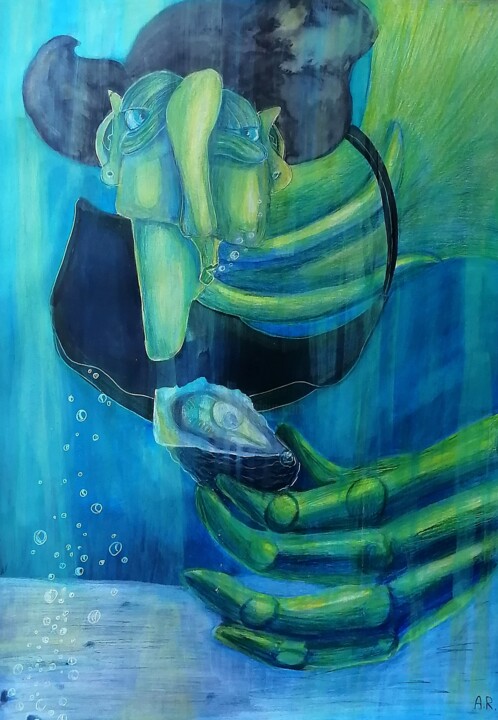 Underwater meal 图画, 16.5x11.7 in