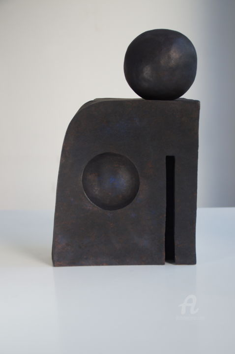 Univers - Sculpture en terre cuite patinée 雕塑, 11.8x7.1 in