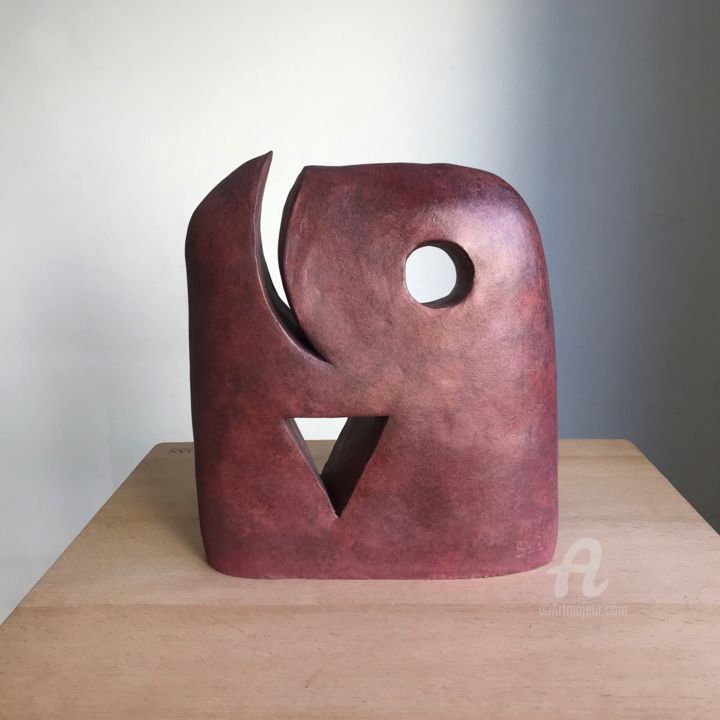 Elésson - Sculpture en terre cuite patinée 雕塑, 9.1x7.9 in