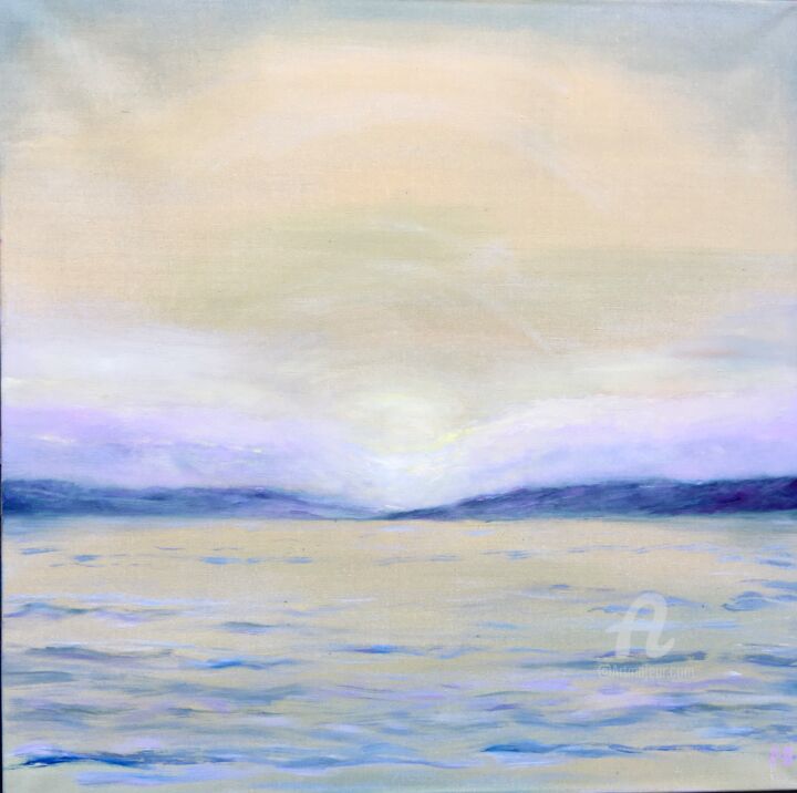 Картина под названием "Golden Sunset" - Olha Kizub, Подлинное произведение искусства, Масло