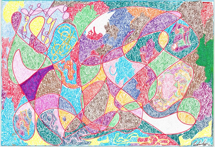 Drawing titled "Arlecchino" by Antonio Serrao, Original Artwork, Marker